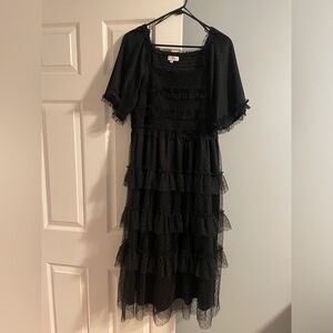 Black lace ruffle dress